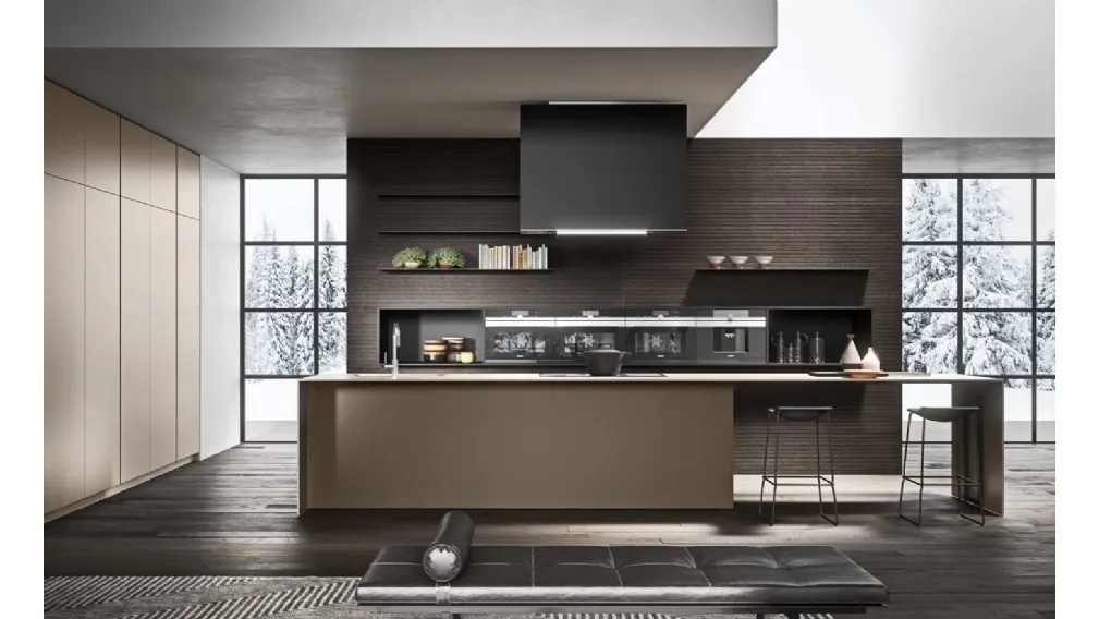 Cucina Design con isola Moka 03 di Pedini