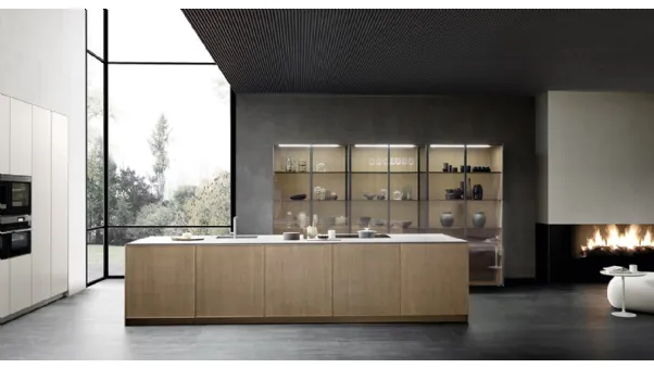 Cucina Design lineare in legno Quadra 05 di Pedini