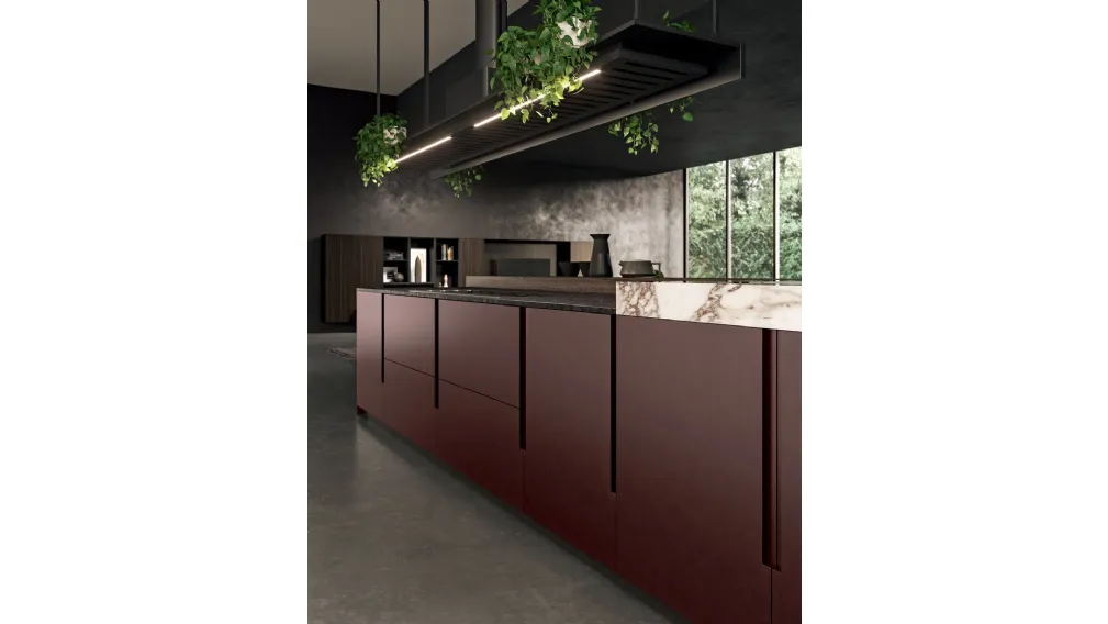 Cucina Design in laccato opaco e top in gres Vogue di Binova
