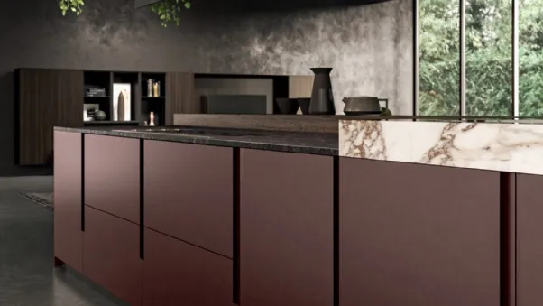 Cucina Design in laccato opaco e top in gres Vogue di Binova