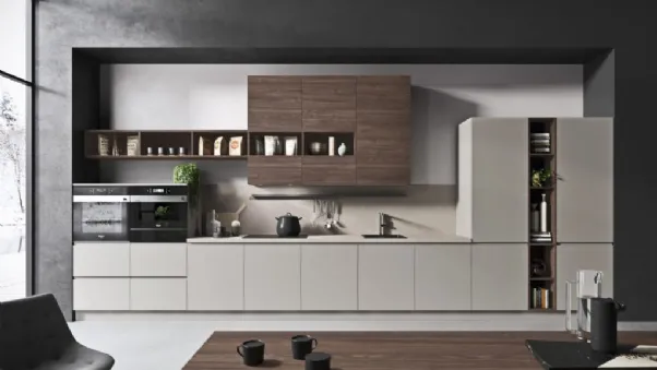 Cucina Moderna in laccato opaco e finitura noce moro Flo Evo 01 di Ar-Tre