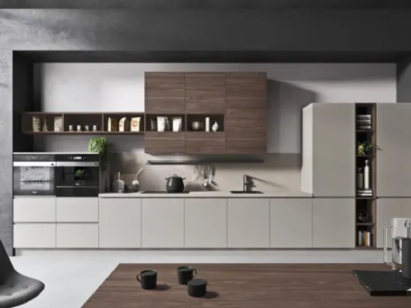Cucina Moderna in laccato opaco e finitura noce moro Flo Evo 01 di Ar-Tre