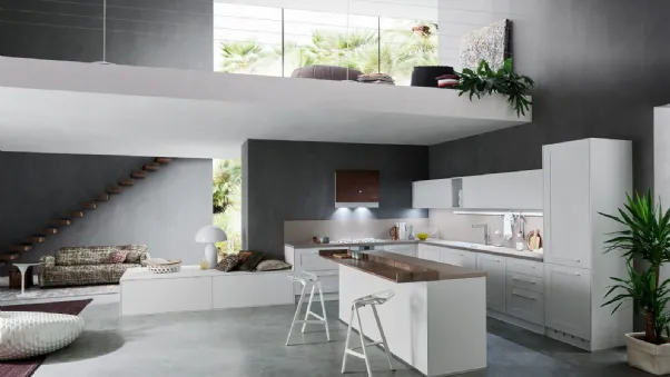 Cucina Moderna angolare in rovere bianco Frame di Ar-Tre
