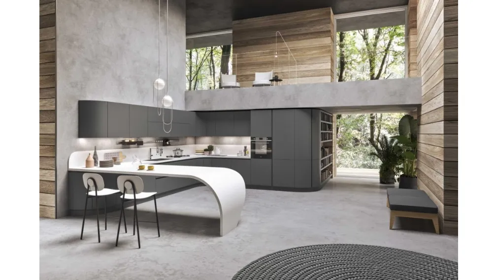 Cucina Moderna ad angolo in laccato opaco Los Angeles di Ar-Tre