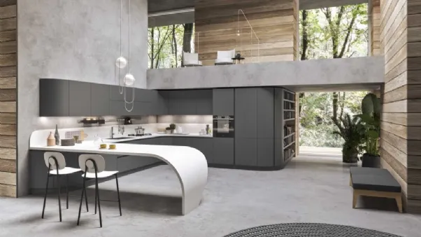 Cucina Moderna ad angolo in laccato opaco Los Angeles di Ar-Tre