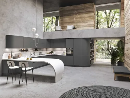 Cucina Moderna ad angolo in laccato opaco Los Angeles di Ar-Tre