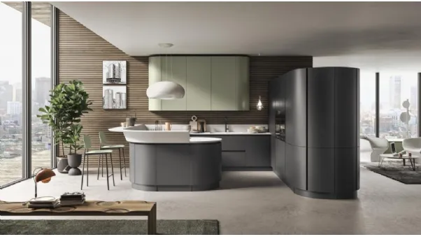 Cucina Moderna con penisola in laccato opaco Miami di Ar-Tre