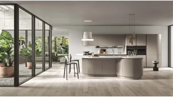 Cucina Moderna angolare con penisola in laccato opaco Milano di Ar-Tre