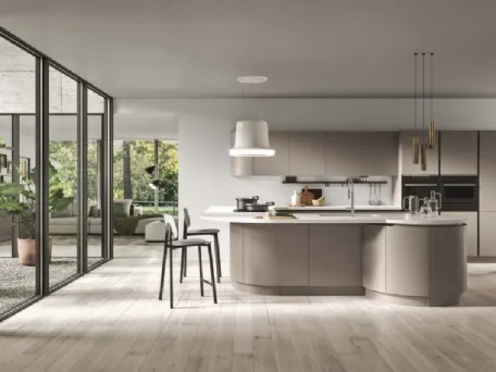 Cucina Moderna angolare con penisola in laccato opaco Milano di Ar-Tre