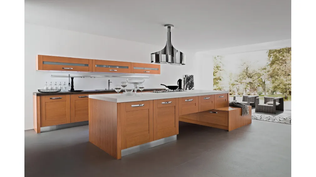 Cucina Moderna ad isola in ciliegio Quadra di Ar-Tre