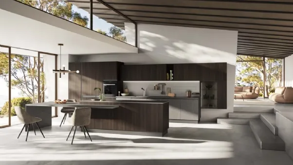 Cucina Moderna lineare in noce cotto Updesign 01 di Ar-Tre