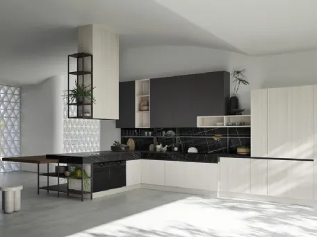 Cucina Moderna  angolare in finitura olmo talco e top in HPL Updesign 02 di Ar-Tre