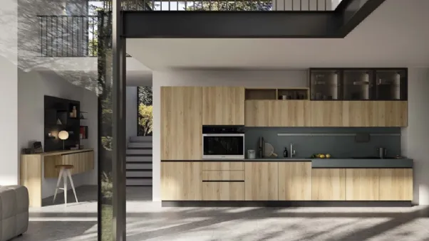 Cucina Moderna lineare in finitura nodo lineare e top in HPL Updesign 05 di Ar-Tre