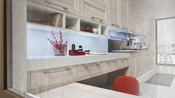 Cucina Moderna lineare in finitura cipria gessato Vela Rovereto di Ar-Tre