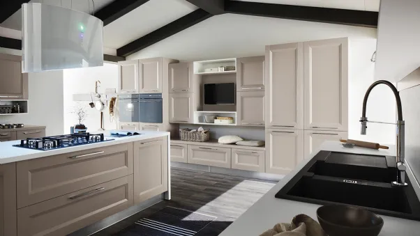 Cucina Moderna con isola in laccato cipria Vela Siena di Ar-Tre