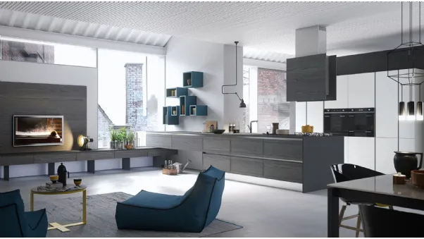 Cucina Moderna lineare in legno e acciaio Zoe Design di Ar-Tre