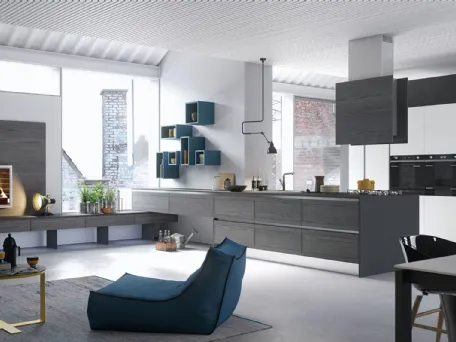 Cucina Moderna lineare in legno e acciaio Zoe Design di Ar-Tre