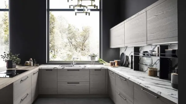 Cucina Moderna angolare in laccato platino Zoe Evolution 04 di Ar-Tre