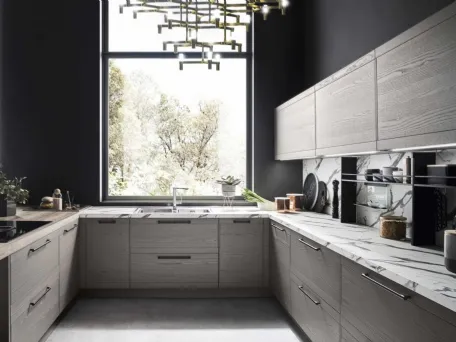 Cucina Moderna angolare in laccato platino Zoe Evolution 04 di Ar-Tre