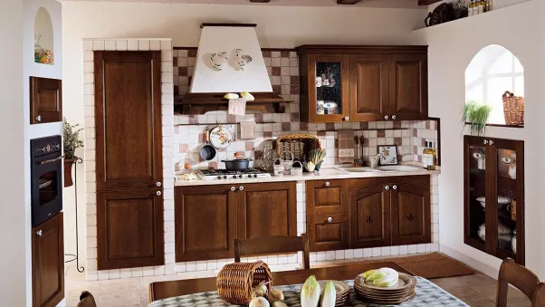Cucina in muratura lineare in legno Asolana di Ar-Tre