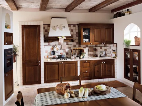Cucina in muratura lineare in legno Asolana di Ar-Tre