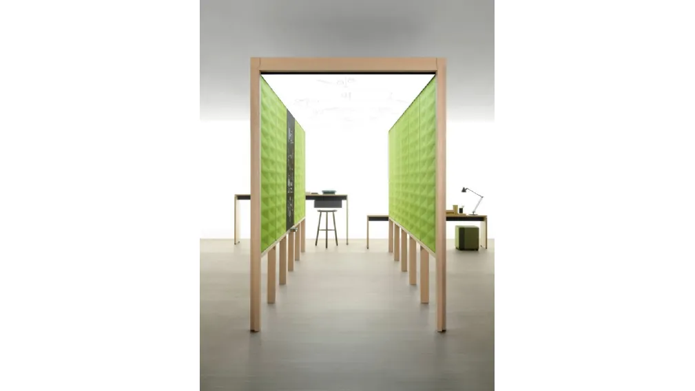 Parete divisoria in legno fonoassorbente per ufficio Phonewalk di Citterio Office
