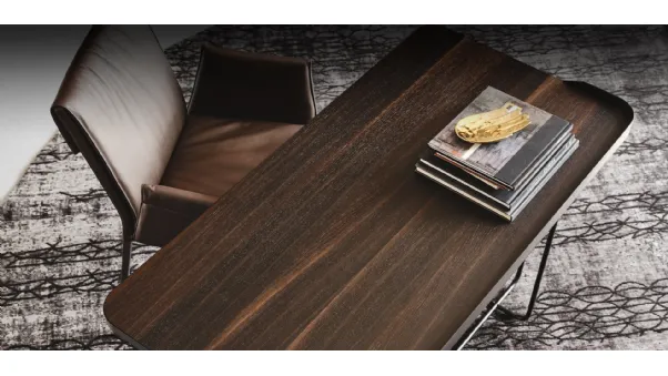 Scrivania da Ufficio in legno con struttura in acciaio Wolf Wood di Cattelan Italia